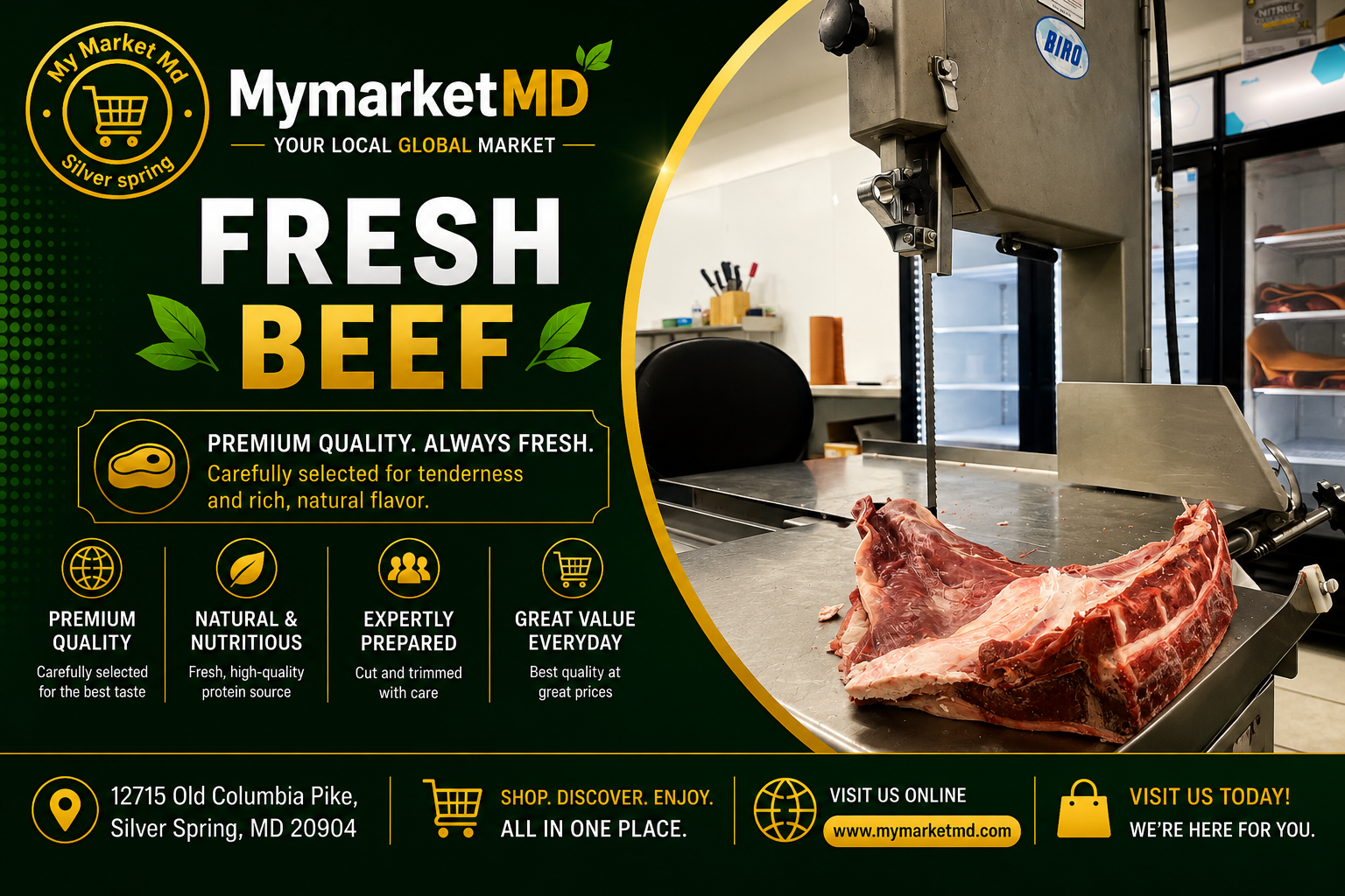 Fresh beef prepared at the market