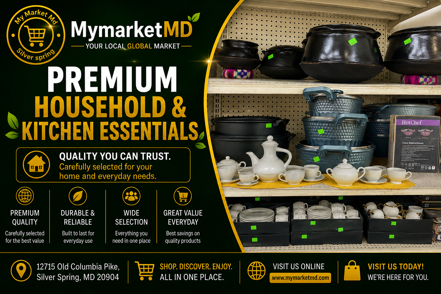 Household and kitchen essentials display