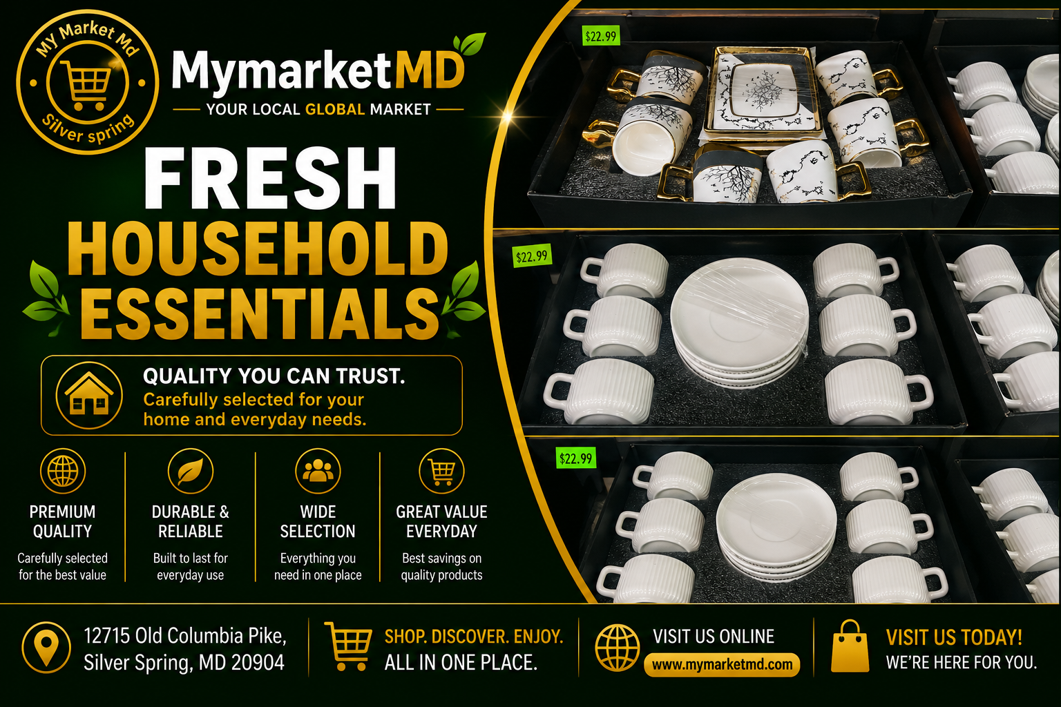 White dinnerware product display